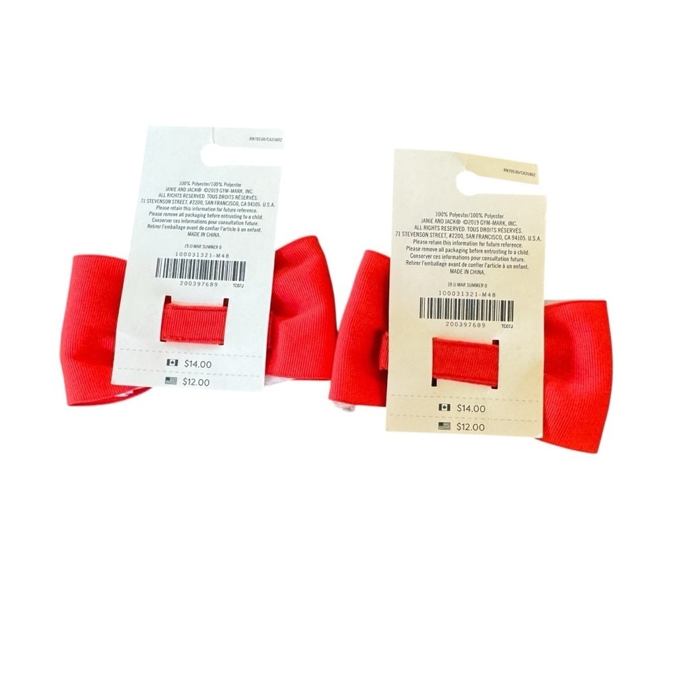 Janie and Jack Red Hair Clip Bow Set of 2 NWT - Picture 2 of 2